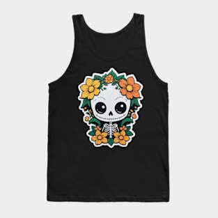 Cute floral kawaii skeleton No.1 Tank Top